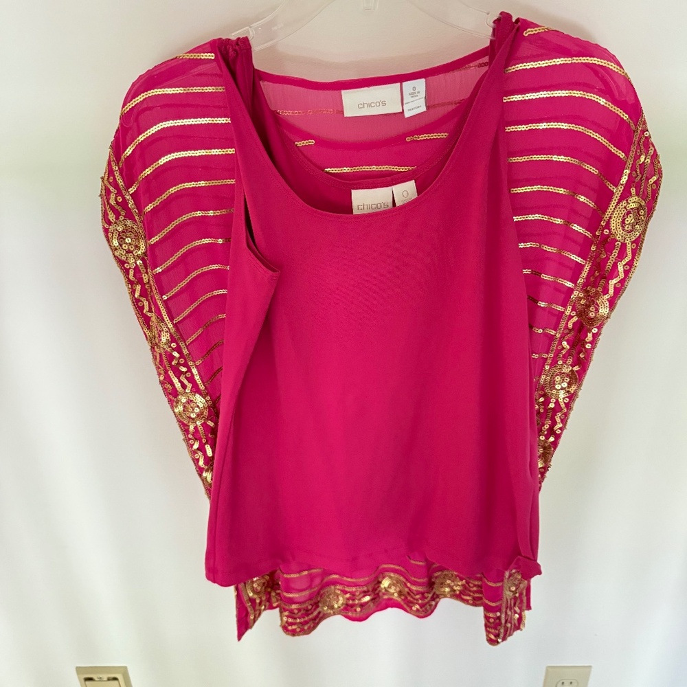 Chico’s Fuschia and Gold Top with matching tank